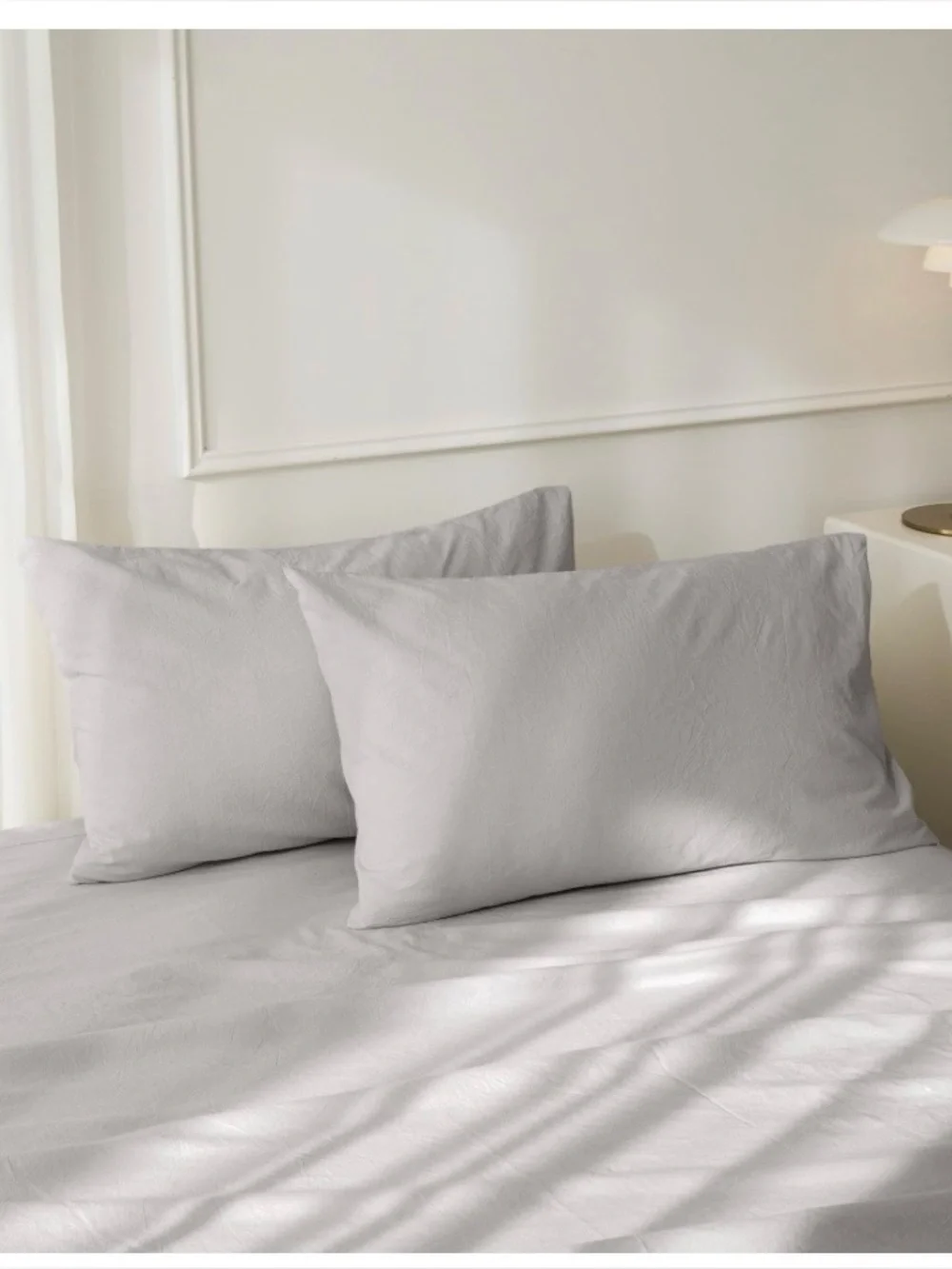 Pastel Gray Pillowcases with Envelope Closure 100% Washed Cotton QUEEN 20x30”